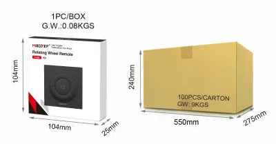 MiBoxer K3 Fernbedienung Schwarz Lieferumfang – Drehregler-Fernbedienung mit magnetischer Wandhalterung und Zubehör