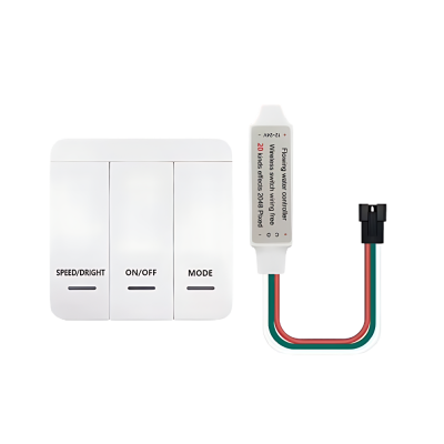 Funk Controller Set für Lauflicht- und Water Flow LED Streifen – Wireless Steuerung mit Wandbedienung, Mode-, Speed- und On/Off-Tasten