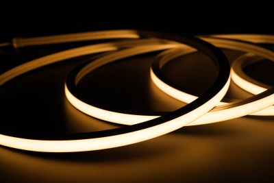 LED Neon Tube 12x12mm warmweiß als flexible Lichtlinie, indirekte Beleuchtung mit Silikon Schlauch 24V IP67