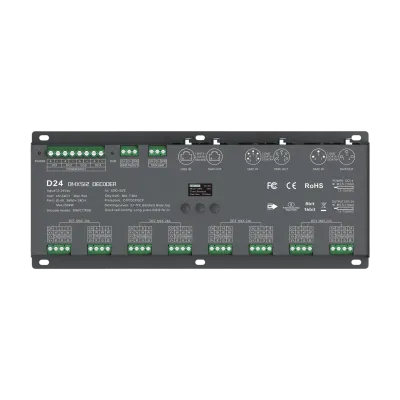LTECH D24 DMX512/RDM LED Controller 24-Kanal 3A, 12-24V DC, mit OLED Display, Konstantspannung LTECH D24 DMX512/RDM LED Controller 24-Kanal 3A, 12-24V DC, mit OLED Display, Konstantspannung