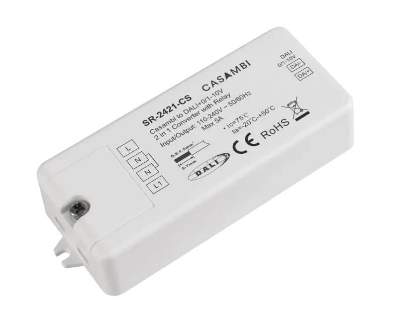 Casambi to DALI 0-10V Converter SR-2421-CS perspektivische Ansicht