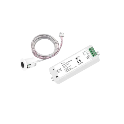 E1-L + ER-A PIR Bewegungssensor-Schalter für LED-Streifen 12–48 V DC 8 A E1-L + ER-A berührungsloser PIR Bewegungssensor-Schalter für LED-Streifen 12–48 V DC 8 A mit Sensorkopf und Controller