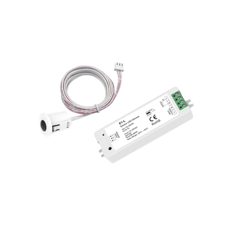 E1-L + ER-A berührungsloser PIR Bewegungssensor-Schalter für LED-Streifen 12–48 V DC 8 A mit Sensorkopf und Controller