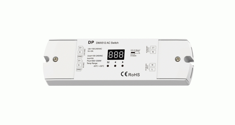 DMX512 AC Switch DP 230V Schaltaktor zur Steuerung von Lasten über DMX Signal