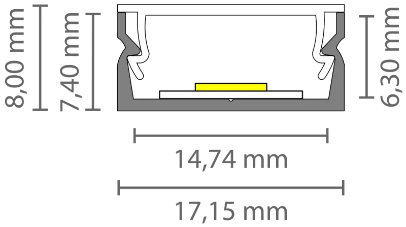 Ultraflaches LED Alu Aufbauprofil 2m EXO-NLN1_14 (14 mm) –| Aluminiumprofil für LED-Strips