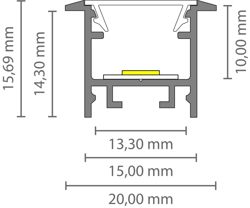 Schmales LED Alu Einbauprofil 2m Exo-A2F-13 (13mm) –| Flaches Aluminiumprofil für LED-Strips
