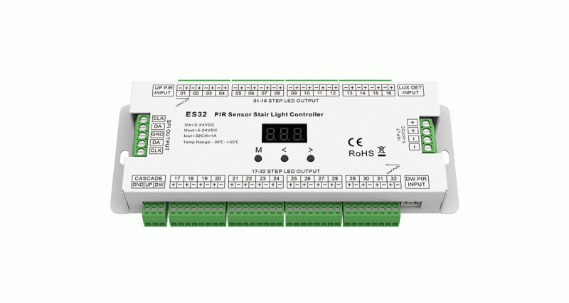 ES32 Treppenlicht Controller für LED Treppenbeleuchtung mit PIR Sensor 32 Kanal LED Steuerung