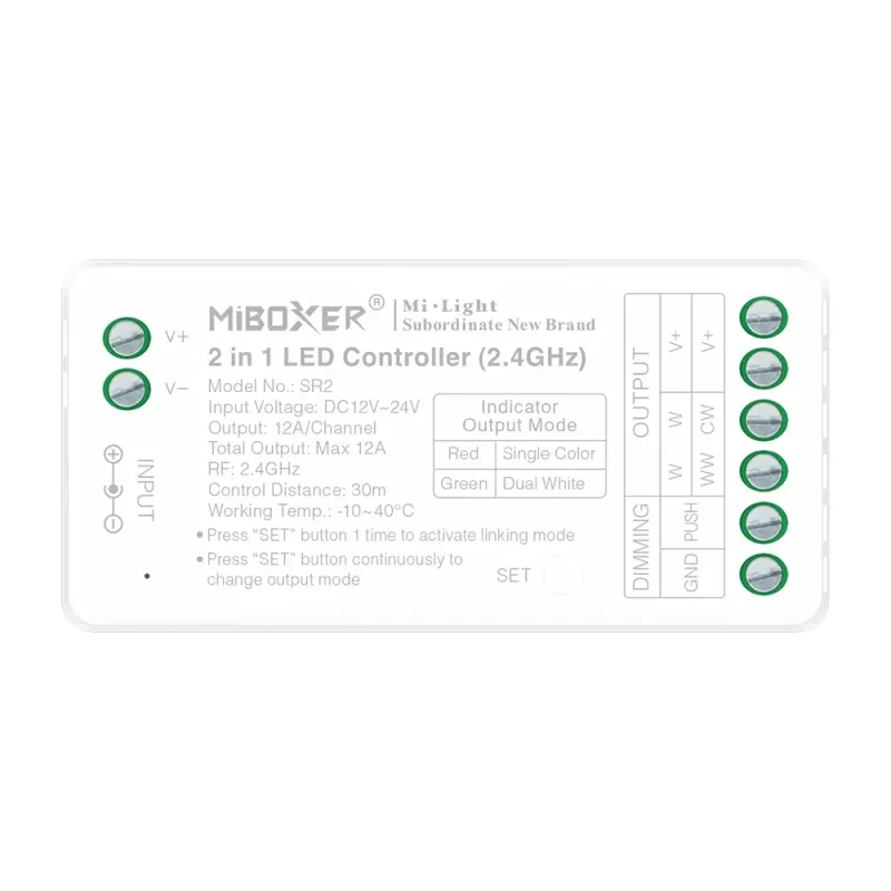 LED Streifen Set Warmweiß 3000K – SMD LED Streifen 24V, 9 W/m, 1500 lm/m, 5m – SS60 Netzteil, SR2 Funk-Controller & C1 Fernbedienung Schwarz