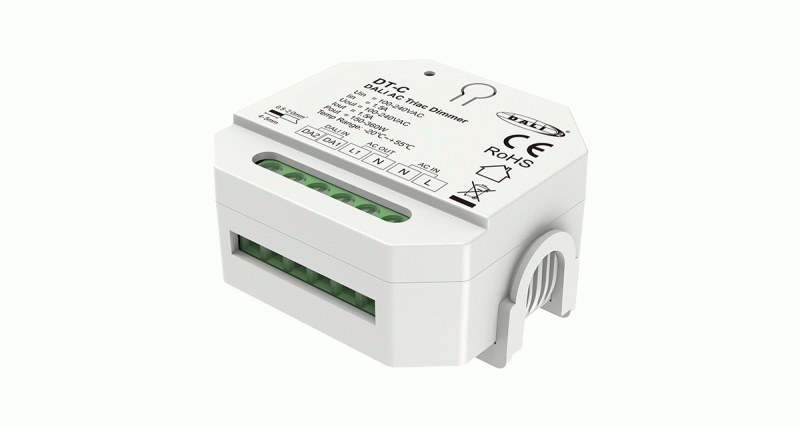 DT-C DALI Triac Dimmer für 230V LED Beleuchtung mit Phasenanschnitt und Anschlussklemmen