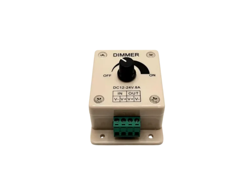 LED Dimmer 12V 24V 8A mit Drehregler für einfarbige LED Streifen weiss