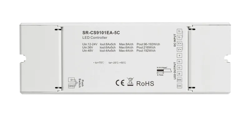 Casambi LED Controller 5 Kanal 12-48V RGBCCT RGBW Bluetooth Steuergerät für LED Streifen