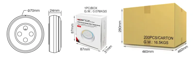MiBoxer S1W+ CCT Wand-Funkfernbedienung – 4-Zonen 2,4 GHz Steuerung für Weißlicht-LEDs