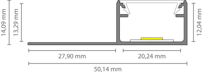 LED Trockenbau-Abschlussprofil 2m EXO-T3H_16 (16 mm) – Flächenbündiges Trockenbauprofil für LED-Strips