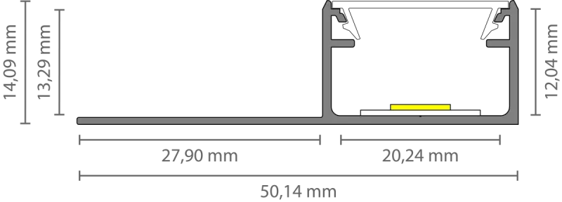 LED Trockenbau-Abschlussprofil 2m EXO-T3H_16 (16 mm) – Flächenbündiges Trockenbauprofil für LED-Strips
