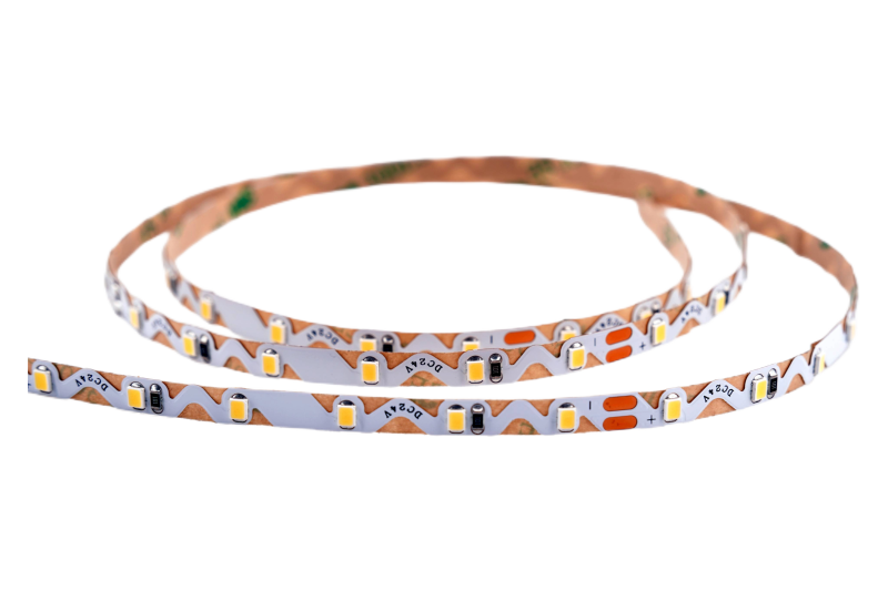 Flexibler ZigZag LED Streifen 6,6 mm mit 24V – hochbiegsamer LED Strip für kreative Kurven, Rundungen und Werbetechnik auf weißem Hintergrund