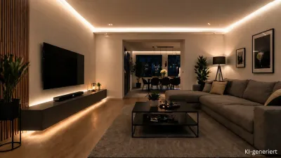 LED Funk Empfänger zur Steuerung von LED Streifen im Wohnzimmer mit indirekter Beleuchtung