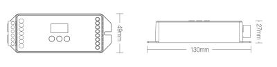 Technische Zeichnung DALI DT8 LED Controller mit Abmessungen 130mm 49mm 27mm