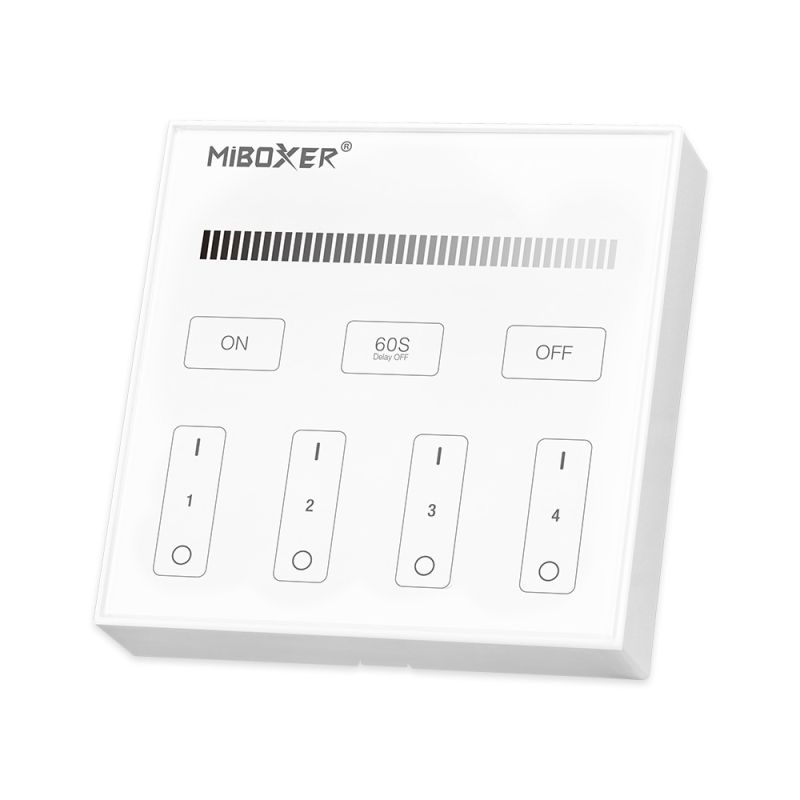 MiBoxer B1 LED Wandfernbedienung Touchpanel in Weiß 2.4GHz Dimmer zur Steuerung von einfarbigen LED Streifen Frontansicht