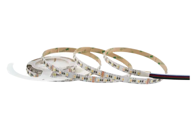 LED Streifen Set RGBW – SMD LED Streifen 24V, 60 LEDs/m, 4-in-1, 18 W/m, 953 lm/m, 5m, RGB + Warmweiß 3000K, CRI 80 – SS100 Netzteil, SR5 Funk-Controller & C5 Fernbedienung Schwarz