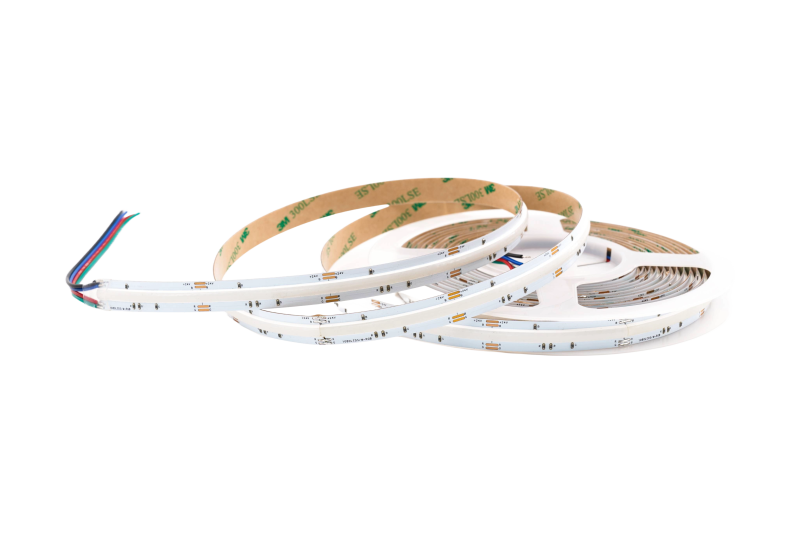 RGB LED Streifen 12 mm in Weiß, homogenes RGB LED Band ohne sichtbare Lichtpunkte, 1080 LED/m, 24 V, 14 W/m, breiter 180° Abstrahlwinkel – ideal für Möbelbeleuchtung, Akzentlicht und kreative Lichtinstallationen