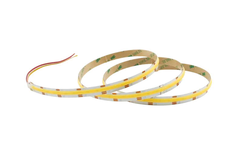 COB CCT LED Streifen 24V mit 640 LEDs/m als Tunable-White-Version, abgerollt und unbeleuchtet – homogenes, punktfreies LED-Flexband mit einstellbarer Farbtemperatur