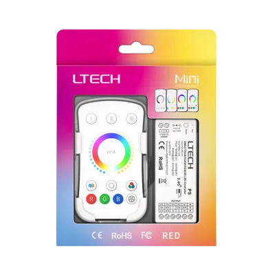 LTECH M5A+P5 LED Funk Set 2.4 GHz, Funk Fernbedienung & 5-Kanal Empfänger, 12-48V DC, für RGBCCT LED Streifen