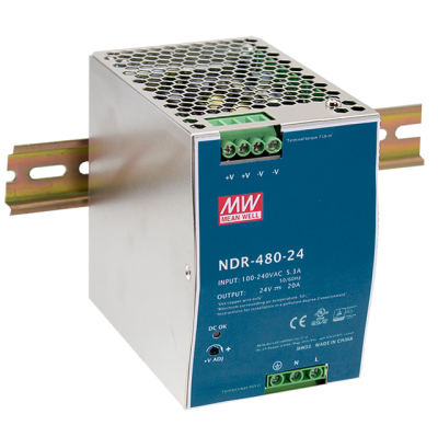 Mean Well NDR 480 24 Hutschienen Netzteil 24V 480W 20A DIN Rail Netzteil für LED Streifen und industrielle Schaltschrank Anwendungen