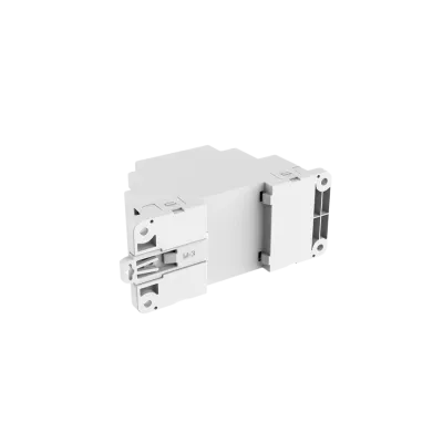 Rückseite des D1 DMX Controllers mit Befestigungsclip für die 35 mm Hutschiene und Laschen zur Wandmontage