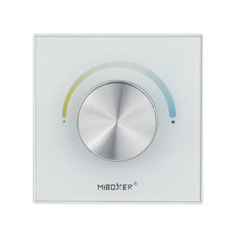 MiBoxer P0 LED Wandpanel mit Drehregler Touch Oberfläche für CCT und einfarbige LED Streifen 12–48V Funksteuerung weiß