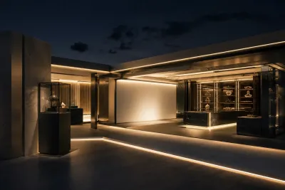 Hochwertiger Showroom mit maßgefertigten LED Lichtlinien und Vitrinenbeleuchtung