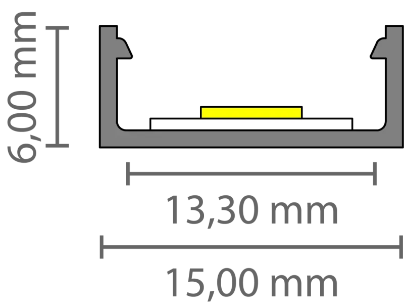 Flaches LED Alu Aufbauprofil 2m Exo-A1-13 (13mm) –| Flaches Aluminiumprofil für LED-Strips