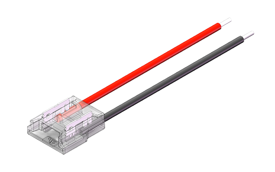 2-poliger LED Strip-zu-Kabel Schnellverbinder – lötfreier (solderless) Connector mit 15 cm Anschlusskabel – ideal für COB & SMD LED-Streifen – einfache, sichere Verbindung ohne Löten – SK-LED