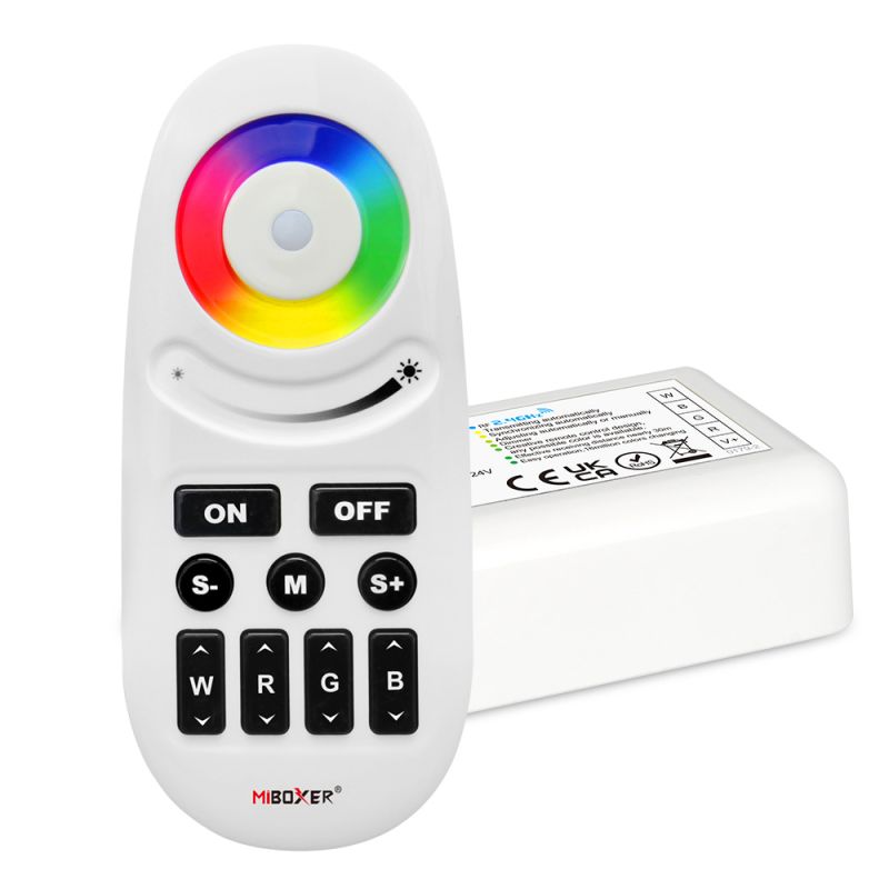 MiBoxer FUT028 RGBW LED Controller Set mit Fernbedienung zur Steuerung von RGBW LED Streifen über 2.4GHz Funk 12-24V
