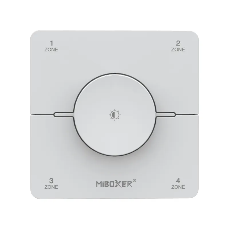 MiBoxer K0S CCT LED Wandfernbedienung in Weiß mit Drehregler zur Steuerung von LED Streifen über 2.4GHz Funk Frontansicht