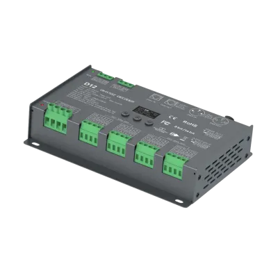 LTECH D12 DMX512/RDM LED Controller 12-Kanal 5A, 12-24V DC, mit OLED Display, Konstantspannung