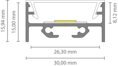 Breites LED Alu Aufbauprofil 2m EXO-N3_24 (24 mm) –| Aluminiumprofil für LED-Strips