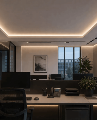 Arbeitslicht ohne Deckenglänz.