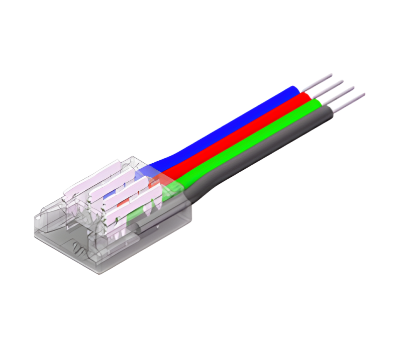LED Strip-zu-Kabel Schnellverbinder – 4-polig, lötfrei, für 10 mm SMD RGB LED-Streifen mit 15 cm Anschlusskabel