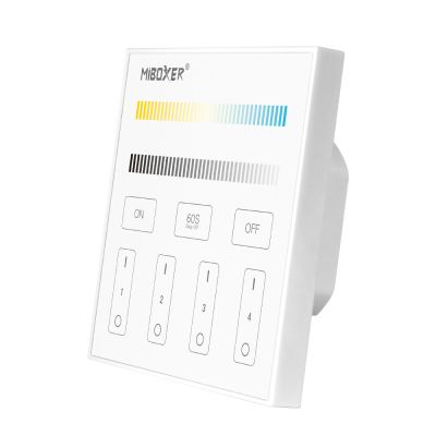 MiBoxer T2 CCT-LED-Wandsteuerung – 4 Zonen, 2-Kanal 2,4 GHz Touchpanel mit 230 V Anschluss