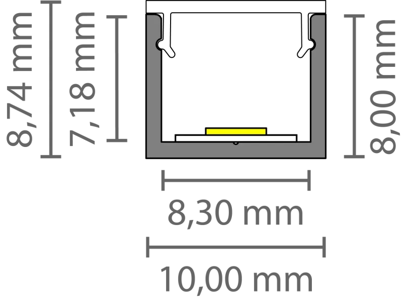 Ultraslim LED Alu Aufbauprofil 2m Exo-A0-8 (8mm) –| Flaches Aluminiumprofil für LED-Strips