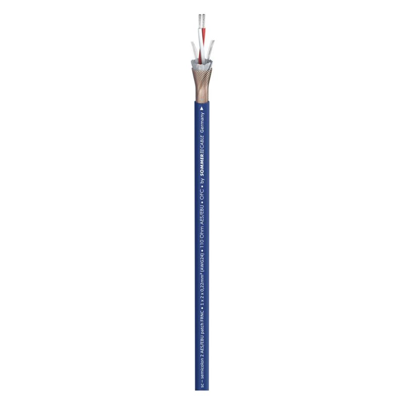 DMX-Kabel / AES-EBU Steuerkabel 2×0,22 mm² – SOMMER CABLE SC-Semicolon 2, blau, Ø 5 mm, FRNC-Mantel, 110 Ohm – flexibles und flammenhemmendes Kabel für Lichttechnik, Ton und Bühne – SK-LED