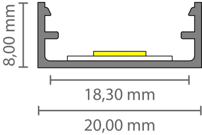 Ultraflaches LED Alu Aufbauprofil 2m EXO-N1_16 (16 mm) –| Schmales Aluminiumprofil für LED-Strips