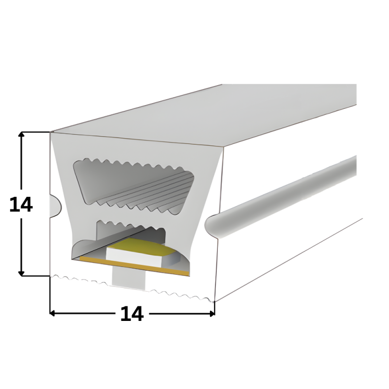 LED Neon Tube 14x14mm Querschnitt, Silikon Schlauch mit integriertem LED Streifen 24V IP67