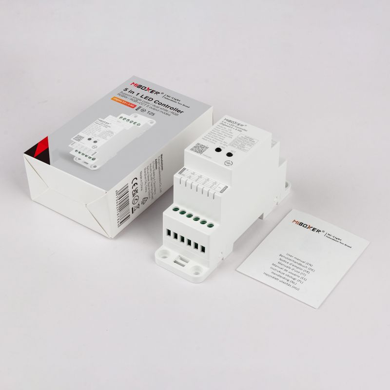 MiBoxer TZ5 2-in-1 LED-Controller für Hutschiene mit Verpackung und Zubehör Zigbee 3.0 und 2.4 GHz Art. 23003