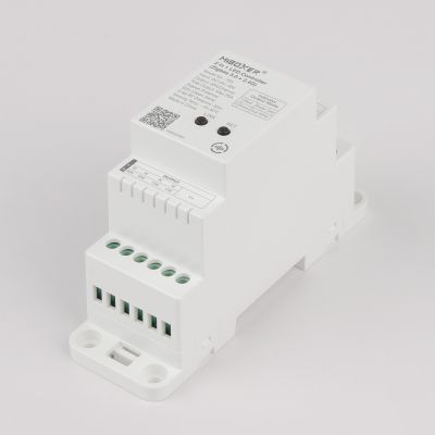 MiBoxer TZ2 LED-Controller Hutschiene Seitenansicht Art. 23002 MiBoxer TZ2 2-in-1 LED-Controller für Hutschiene in Seitenansicht für einfarbige und CCT LED-Streifen 12–48 V Art. 23002