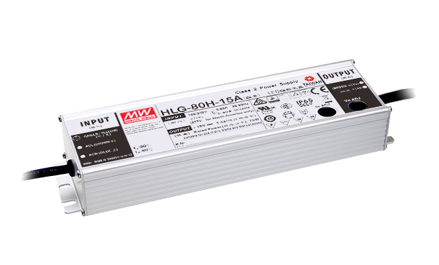 Mean Well HLG-80H-24A LED Netzteil 24V 80W – IP65 Aluminiumgehäuse, Konstantspannung und Konstantstrom per Poti einstellbar, lüfterlos, TÜV CE