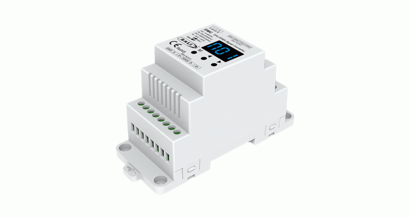DMX LED Controller DMC für Hutschienenmontage mit Display und Anschlussklemmen