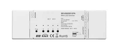 SR-KNX-9512FA KNX RGBW LED Dimmer 4-Kanal Konstantspannung 12-36V DC, 5A je Kanal, Aufbau ETS5