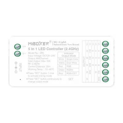 LED Streifen Set RGBW – SMD LED Streifen 24V, 60 LEDs/m, 4-in-1, 18 W/m, 953 lm/m, 5m, RGB + Warmweiß 3000K, CRI 80 – SS100 Netzteil, SR5 Funk-Controller & C5 Fernbedienung Schwarz LED Streifen Set RGBW – SMD LED Streifen 24V, 60 LEDs/m, 4-in-1, 18 W/m, 953 lm/m, 5m, RGB + Warmweiß 3000K, CRI 80 – SS100 Netzteil, SR5 Funk-Controller & C5 Fernbedienung Schwarz
