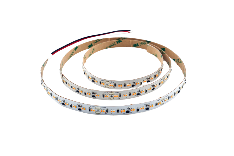 LED Streifen 24V Dimm to Warm einfarbig mit Anschlusskabel und LED Chips aufgerollt